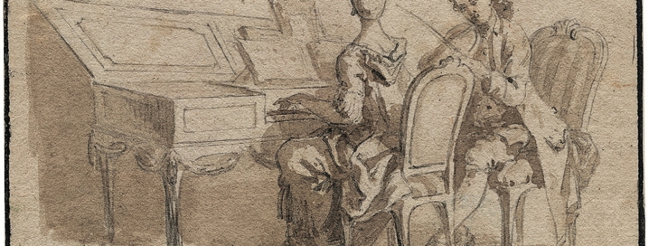 Mechau, Jacob Wilhelm, <em>Young Woman at the Spinet, Accompanied by a Gentleman on Violin.</em>